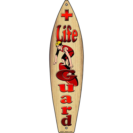 Life Guard On Surfboard Metal Novelty Surfboard Sign SB-071