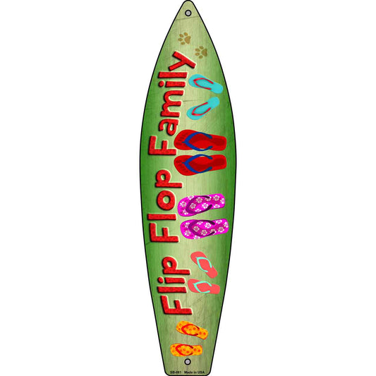 Flip Flop Family Metal Novelty Surfboard Sign SB-081