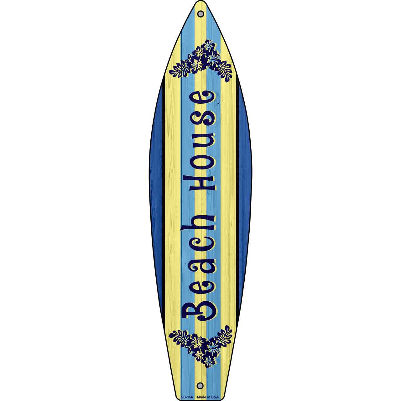 Beach House Metal Novelty Surfboard Sign SB-156