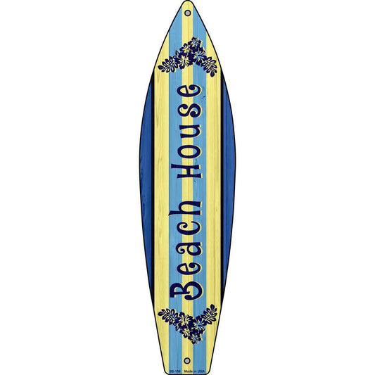 Beach House Metal Novelty Surfboard Sign SB-156