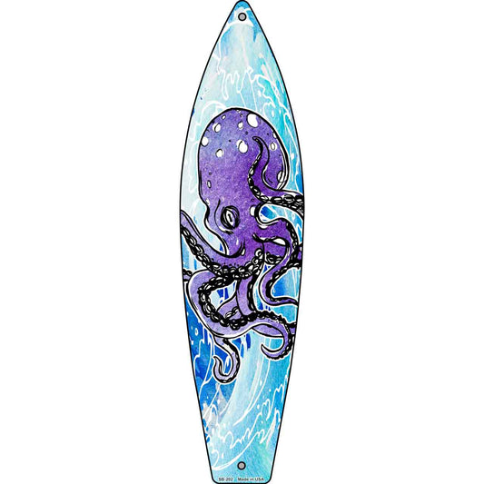 Octopus on a Wave Novelty Metal Surfboard Sign SB-202