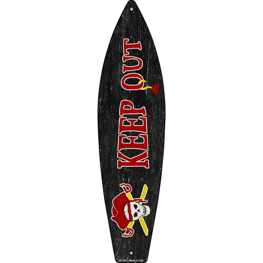 Keep Out Novelty Metal Surfboard Sign SB-219