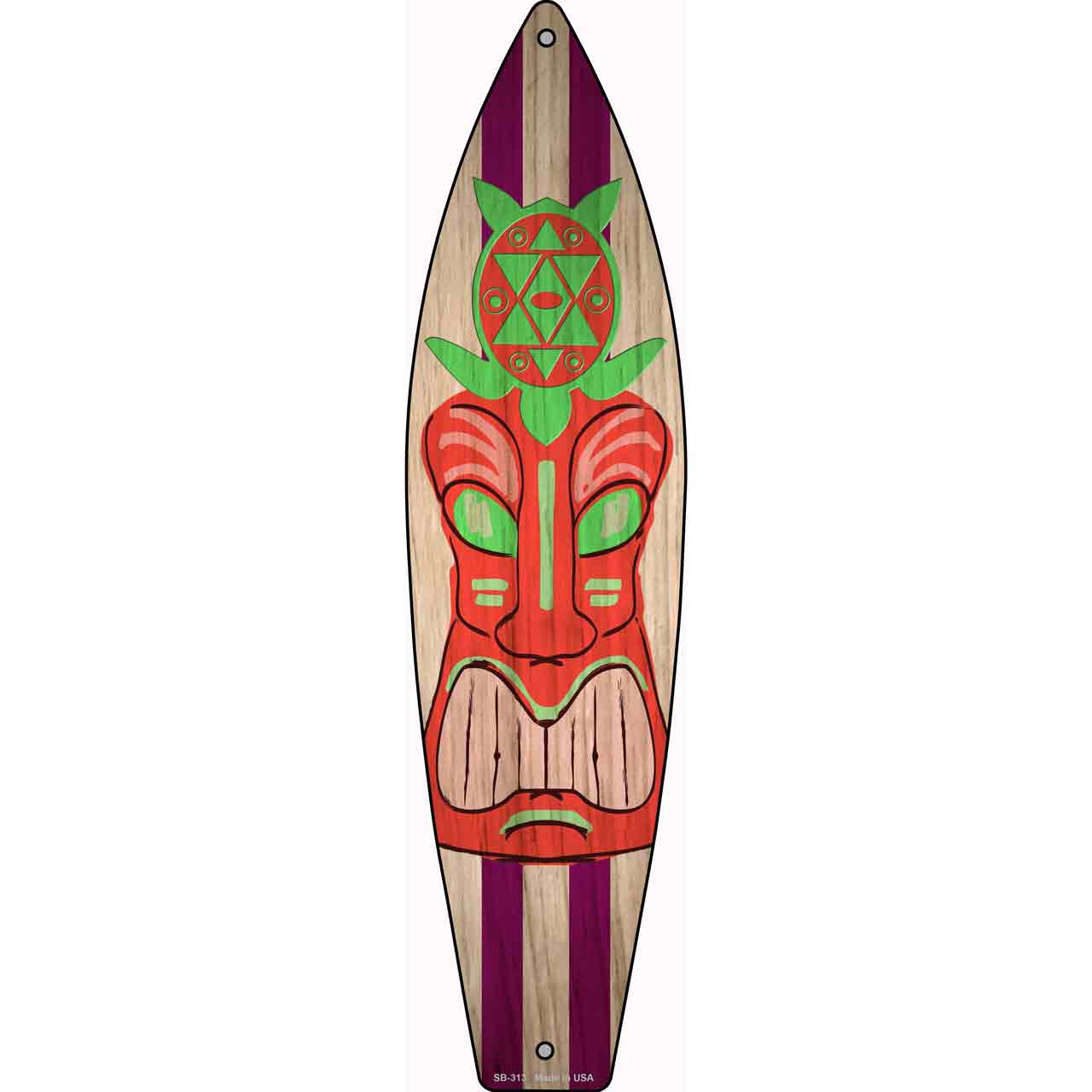 Tiki Turtle Novelty Metal Surfboard Sign SB-313