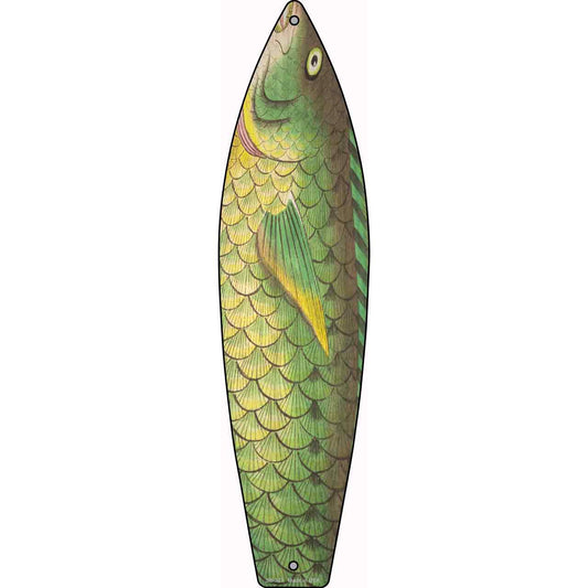 Green Fish Novelty Metal Surfboard Sign SB-323