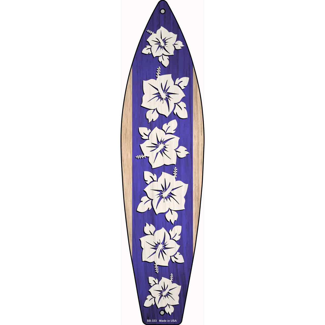 Purple And White Flowers Novelty Metal Surfboard Sign SB-333