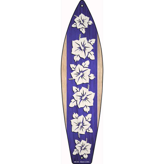 Purple And White Flowers Novelty Metal Surfboard Sign SB-333
