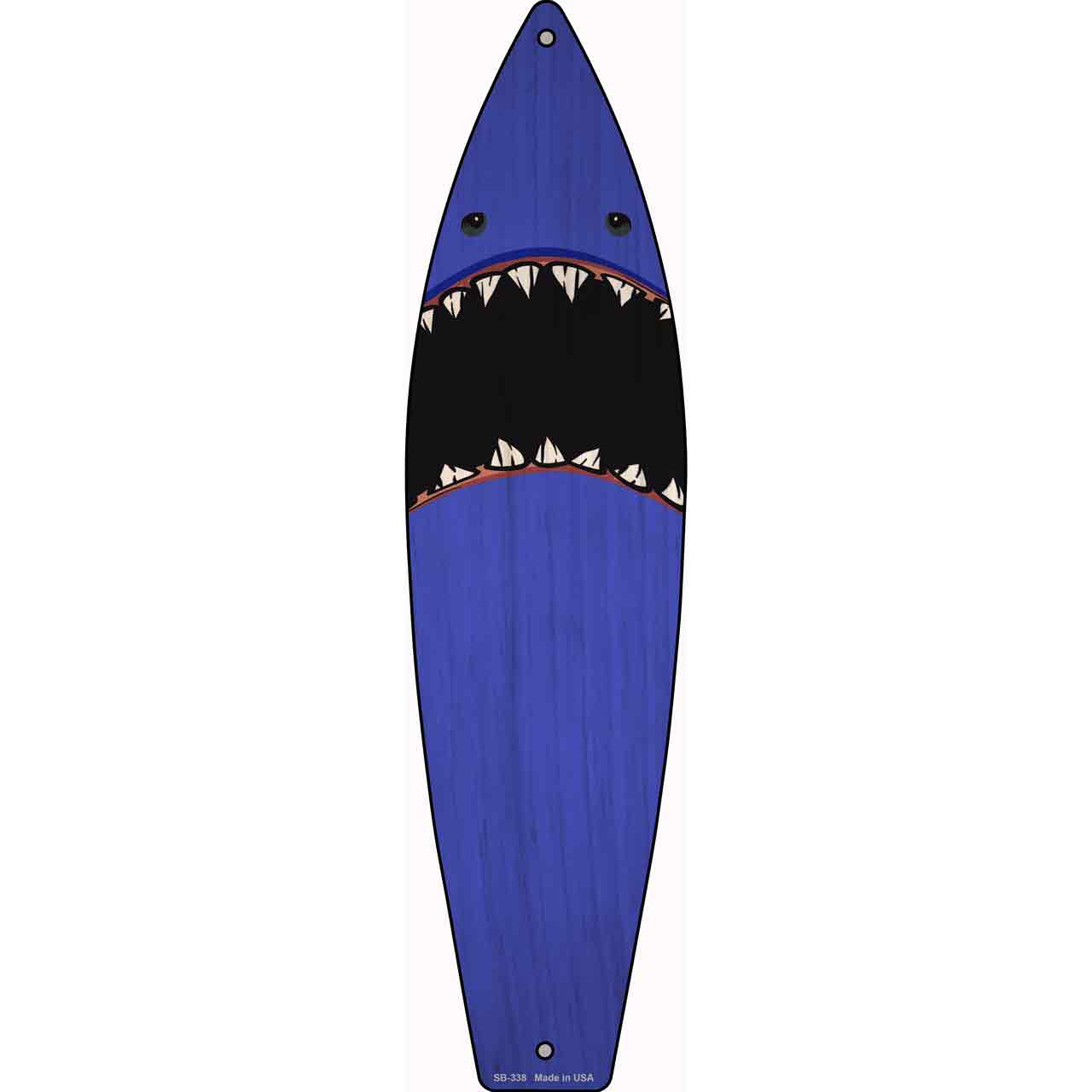 Blue Shark Novelty Metal Surfboard Sign SB-338