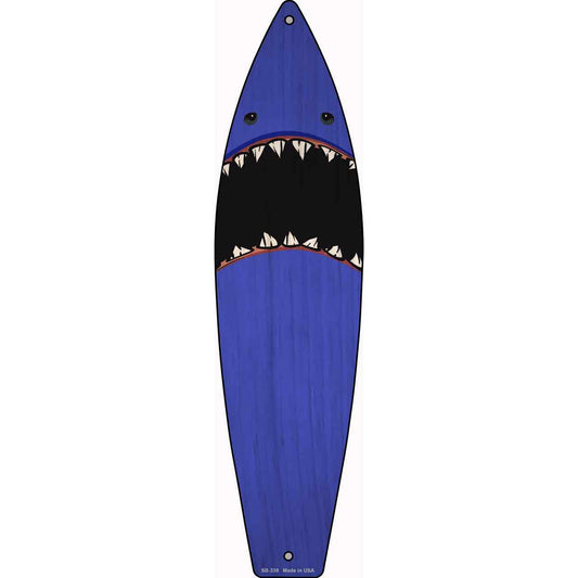 Blue Shark Novelty Metal Surfboard Sign SB-338