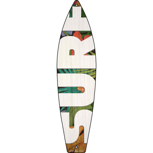 White Surf Novelty Metal Surfboard Sign SB-349