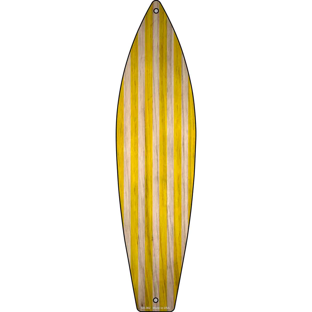 Yellow Striped Novelty Metal Surfboard Sign SB-362