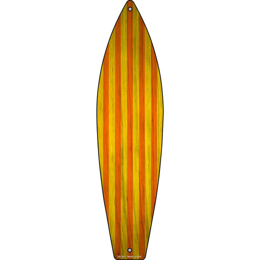Orange And Yellow Striped Novelty Metal Surfboard Sign SB-363