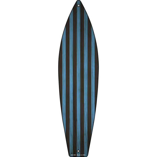 Blue And Black Striped Novelty Metal Surfboard Sign SB-364