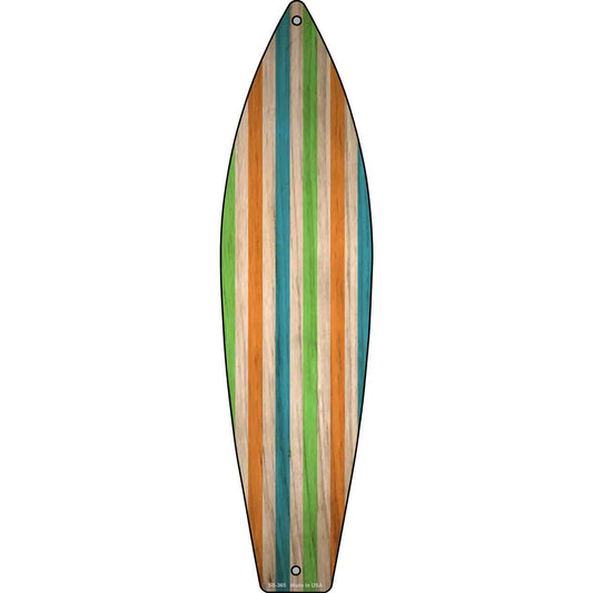 Blue Green And Orange Striped Novelty Metal Surfboard Sign SB-365