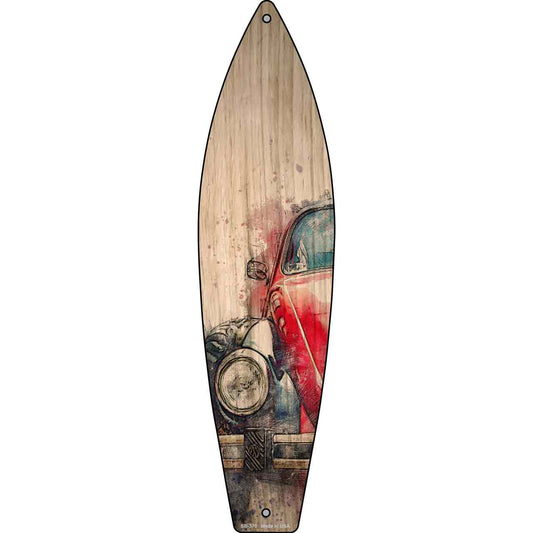 Red Small Car Novelty Metal Surfboard Sign SB-370