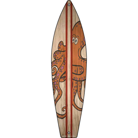 Octopus Red Striped Novelty Metal Surfboard Sign SB-385