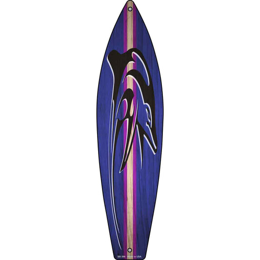 Dolphin Purple Striped Novelty Metal Surfboard Sign SB-386
