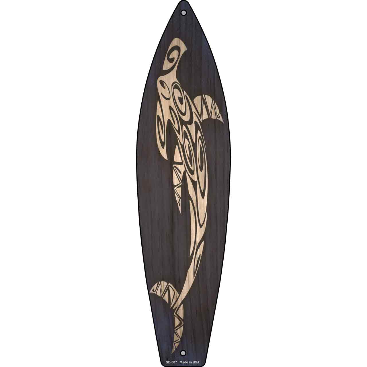 Tribal Hammerhead Shark Novelty Metal Surfboard Sign SB-387