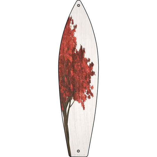 Red Leaves And Tree Novelty Metal Surfboard Sign SB-398
