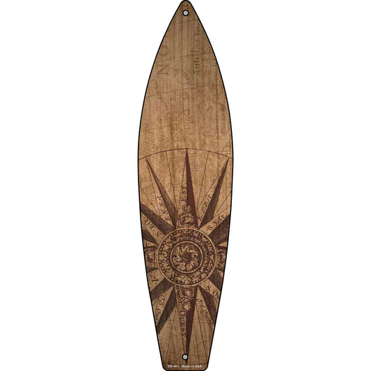 Map Drawing With Compass Novelty Metal Surfboard Sign SB-401