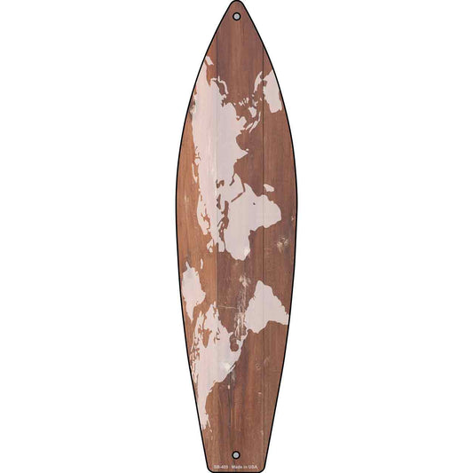 Old Map Novelty Metal Surfboard Sign SB-405