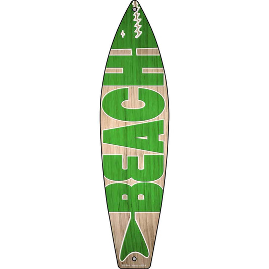 Green Beach Novelty Metal Surfboard Sign SB-409