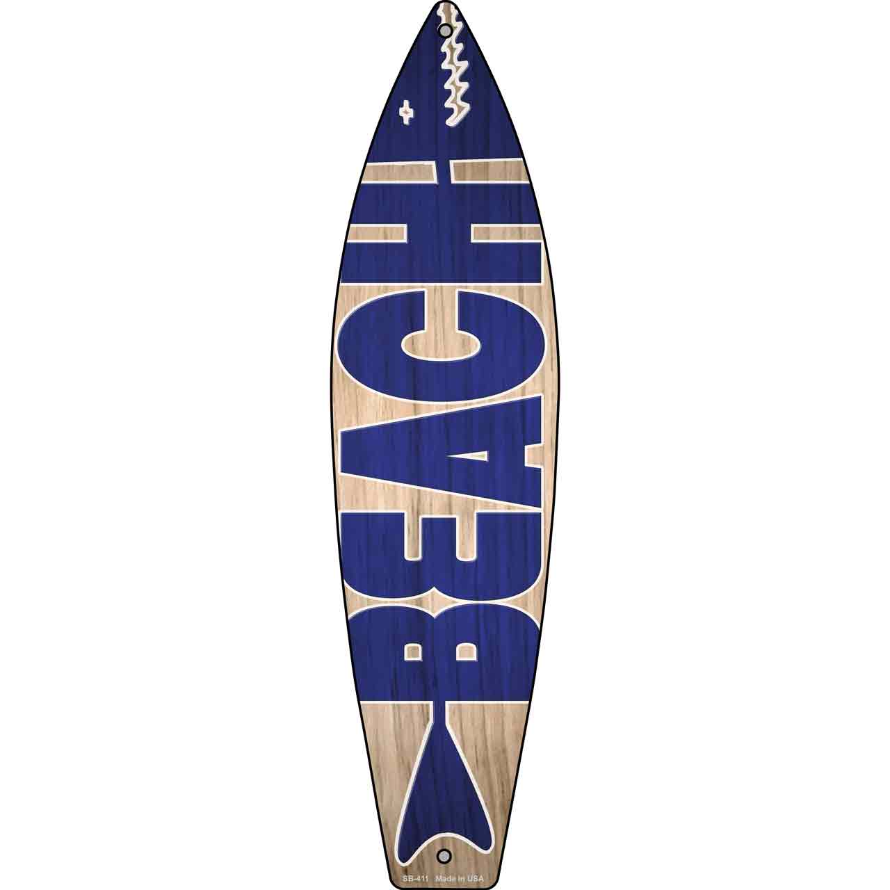 Blue Beach Novelty Metal Surfboard Sign SB-411