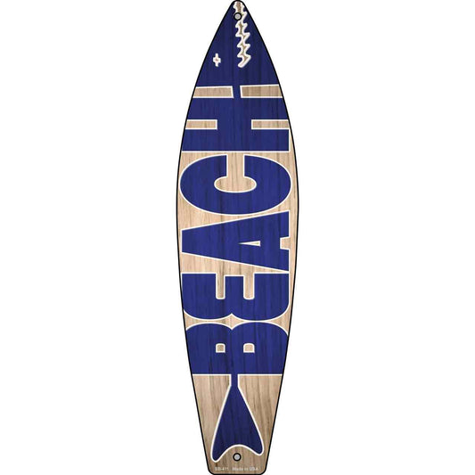 Blue Beach Novelty Metal Surfboard Sign SB-411