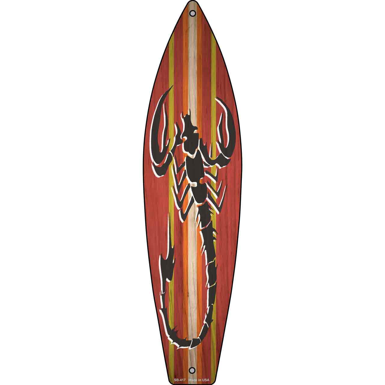 Tribal Print Scorpion Novelty Metal Surfboard Sign SB-417