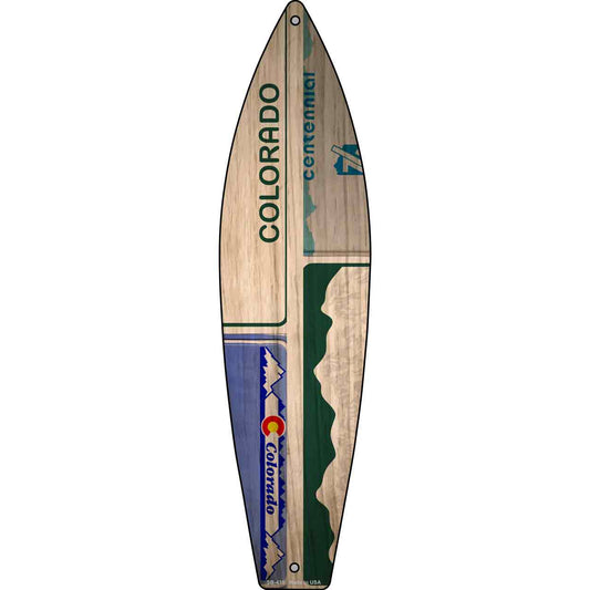 Colorado License Plate Design Novelty Metal Surfboard Sign SB-435