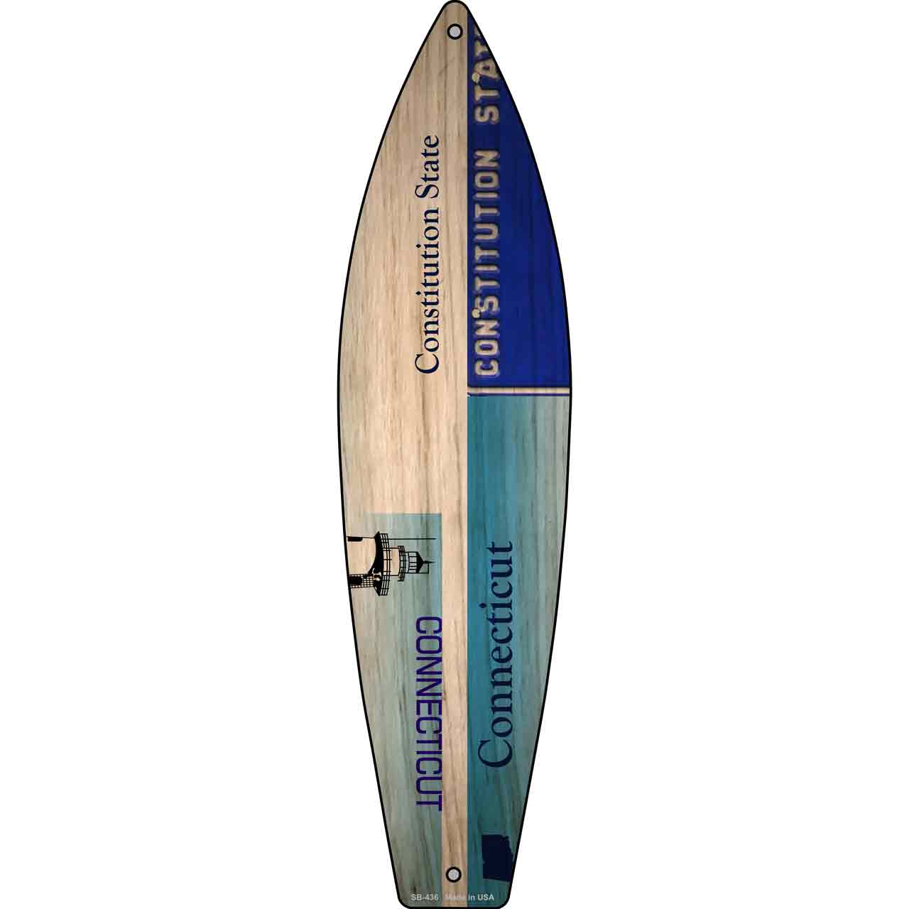 Connecticut License Plate Design Novelty Metal Surfboard Sign SB-436