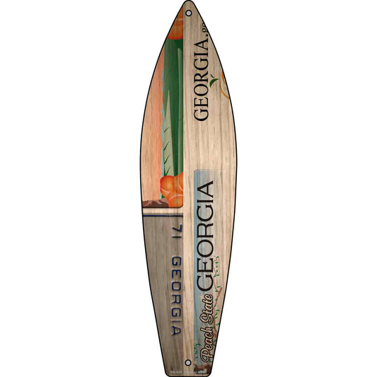 Georgia License Plate Design Novelty Metal Surfboard Sign SB-439
