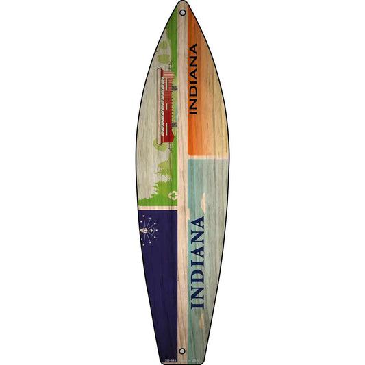 Indiana License Plate Design Novelty Metal Surfboard Sign SB-443
