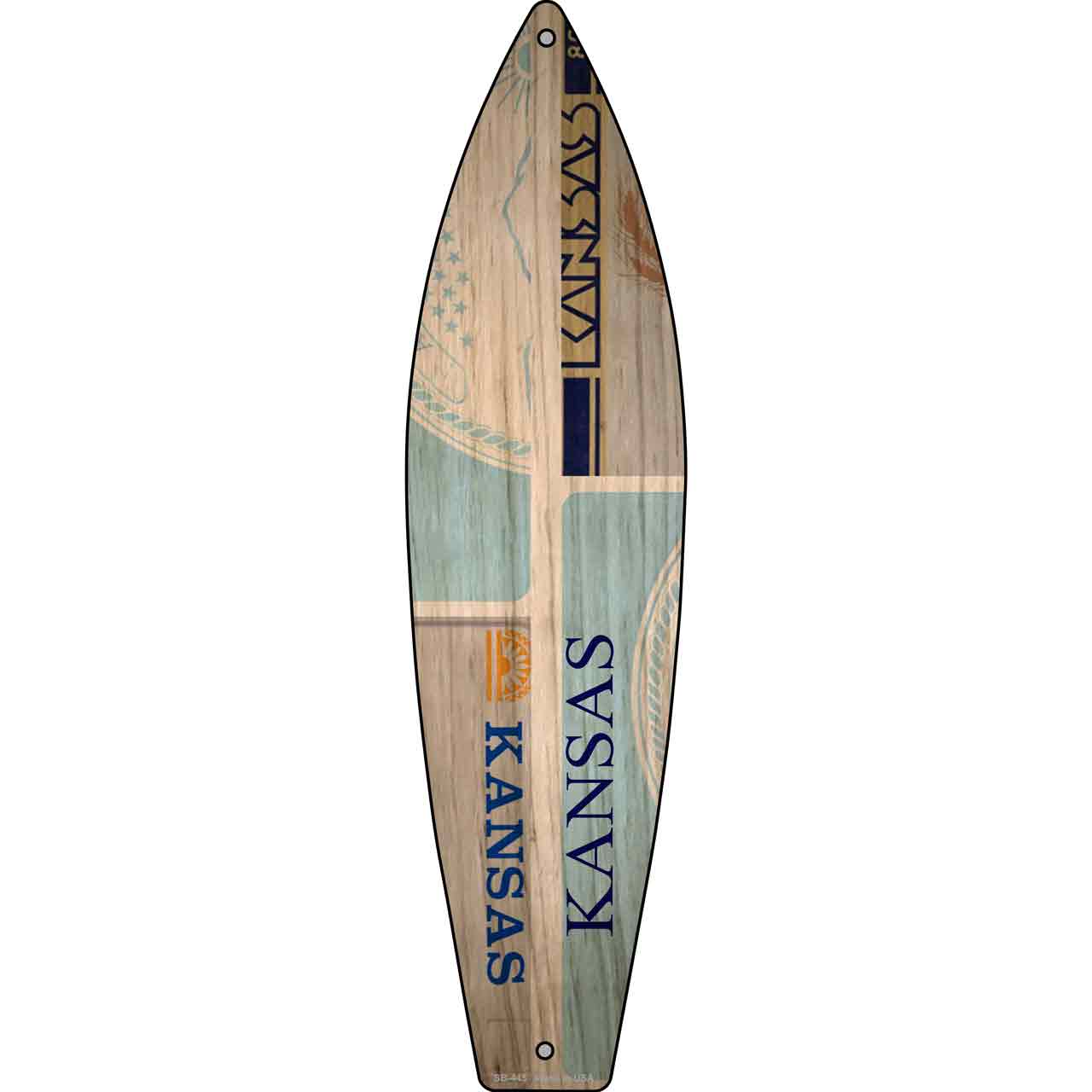 Kansas License Plate Design Novelty Metal Surfboard Sign SB-445