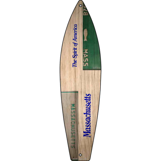 Massachusetts License Plate Design Novelty Metal Surfboard Sign SB-450