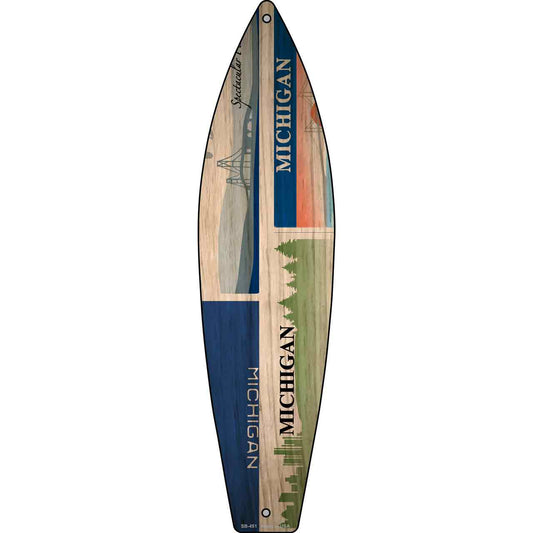 Michigan License Plate Design Novelty Metal Surfboard Sign SB-451
