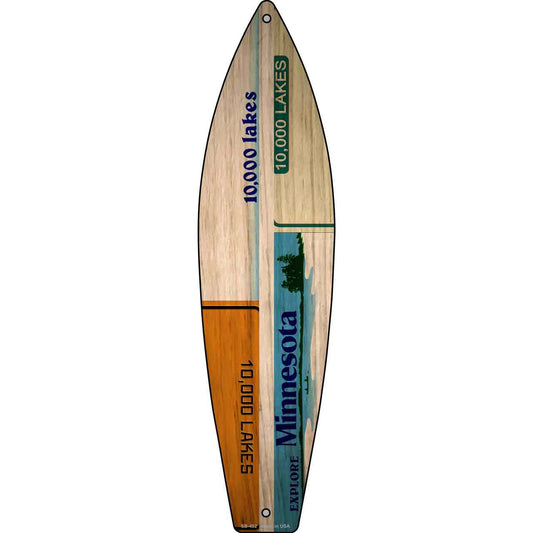 Minnesota License Plate Design Novelty Metal Surfboard Sign SB-452
