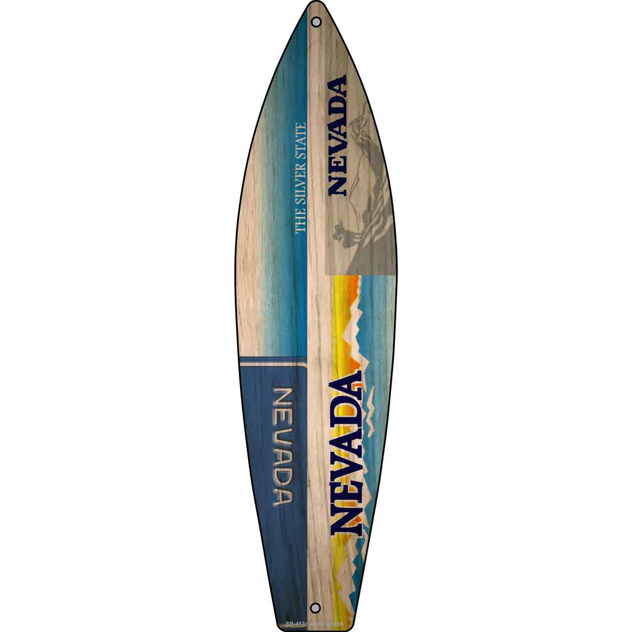 Nevada License Plate Design Novelty Metal Surfboard Sign SB-457