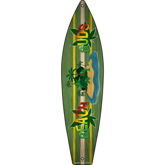 Beach Buds Novelty Metal Surfboard Sign