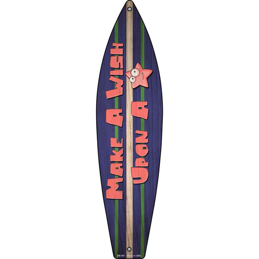Make A Wish Upon A Star Novelty Metal Surfboard Sign