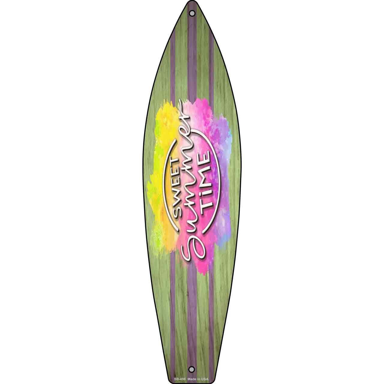 Sweet Summer Time Novelty Metal Surfboard Sign