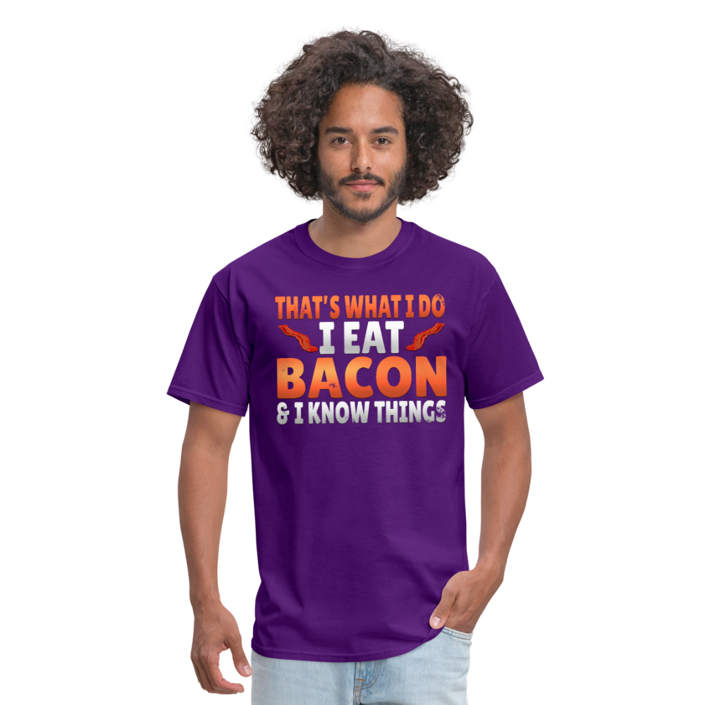Funny I Eat Bacon And Know Things Bacon Lover Men's T-Shirt - purple