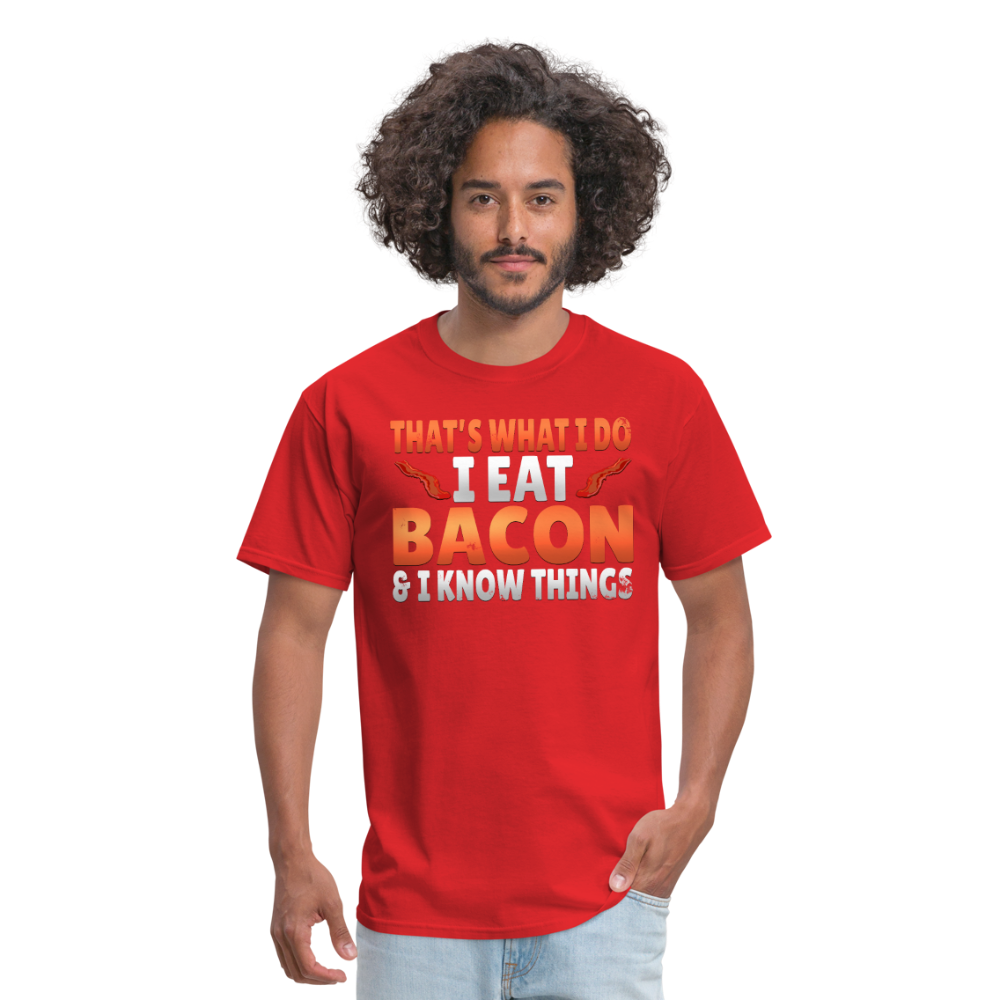 Funny I Eat Bacon And Know Things Bacon Lover Men's T-Shirt - red