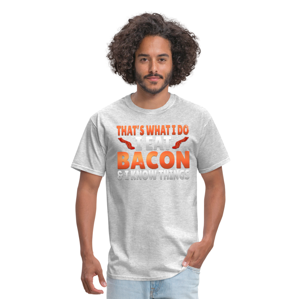 Funny I Eat Bacon And Know Things Bacon Lover Men's T-Shirt - heather gray