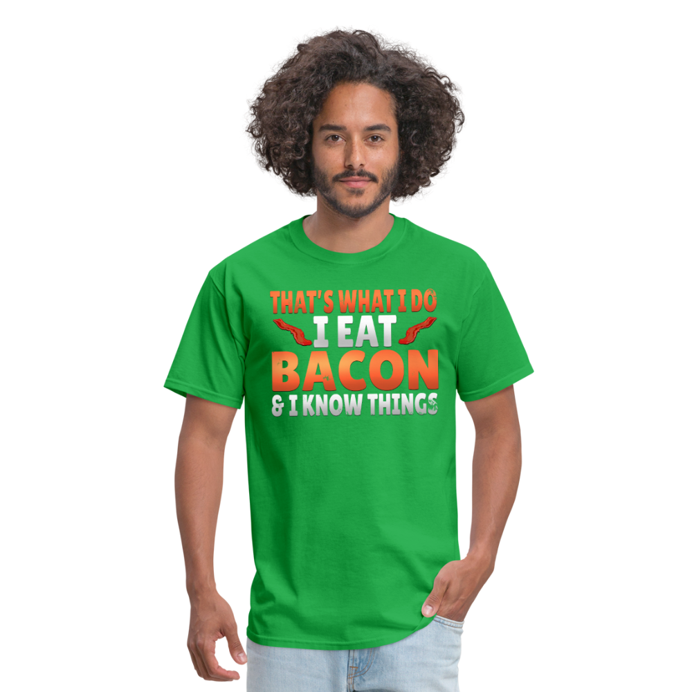 Funny I Eat Bacon And Know Things Bacon Lover Men's T-Shirt - bright green