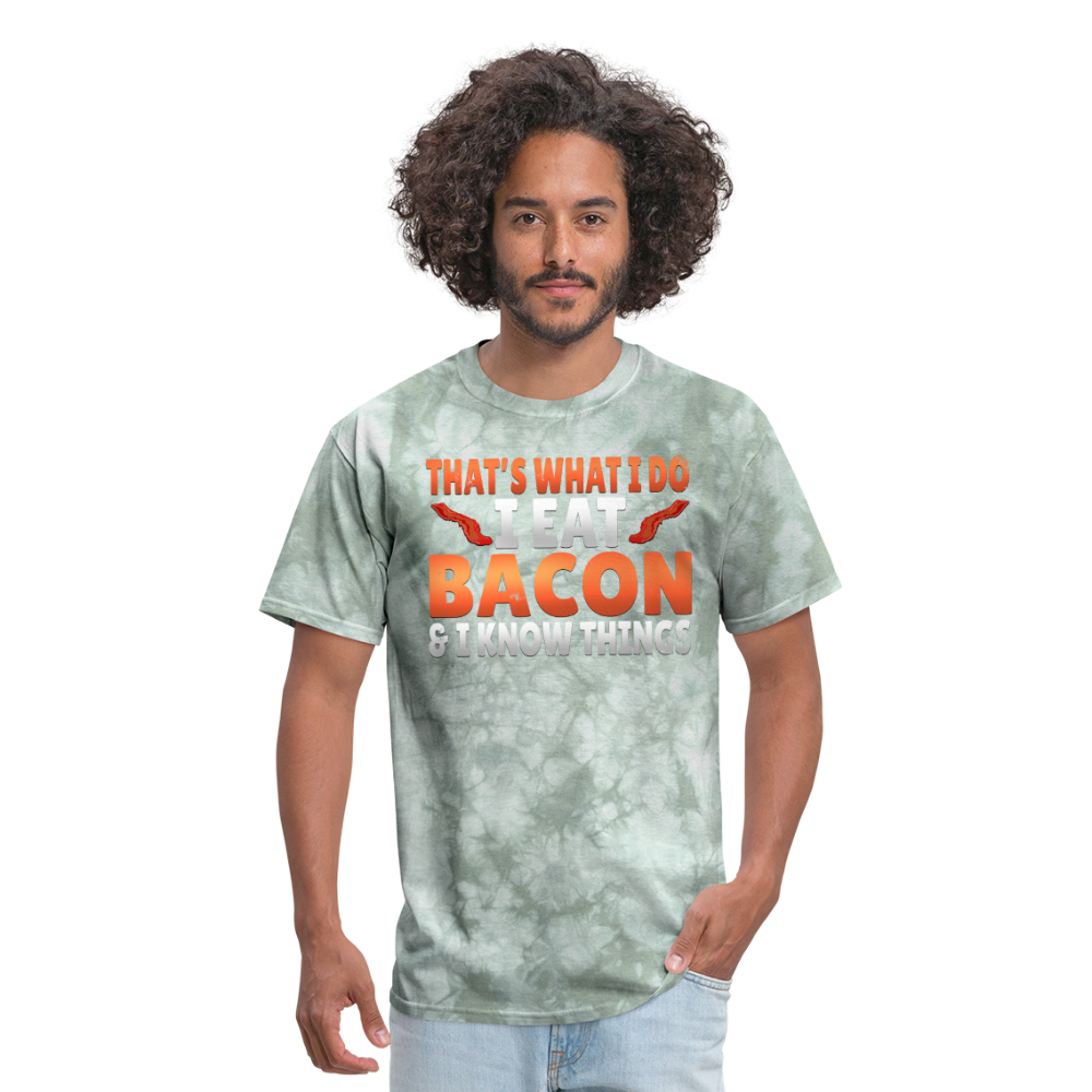 Funny I Eat Bacon And Know Things Bacon Lover Men's T-Shirt - military green tie dye