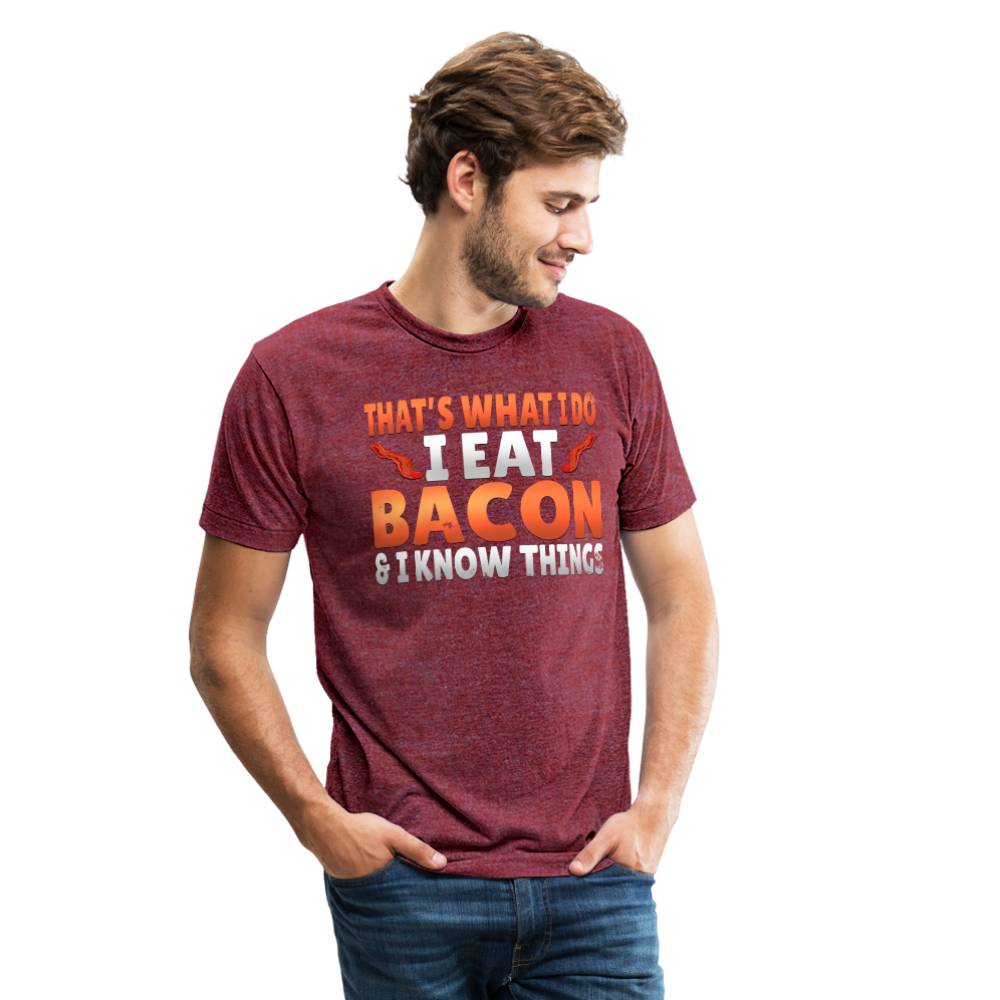 Funny I Eat Bacon And Know Things Bacon Lover Unisex Tri-Blend T-Shirt - heather cranberry