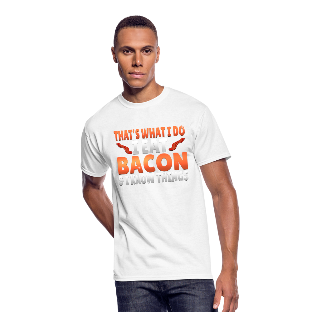 Funny I Eat Bacon And Know Things Bacon Lover Men’s 50/50 T-Shirt - white