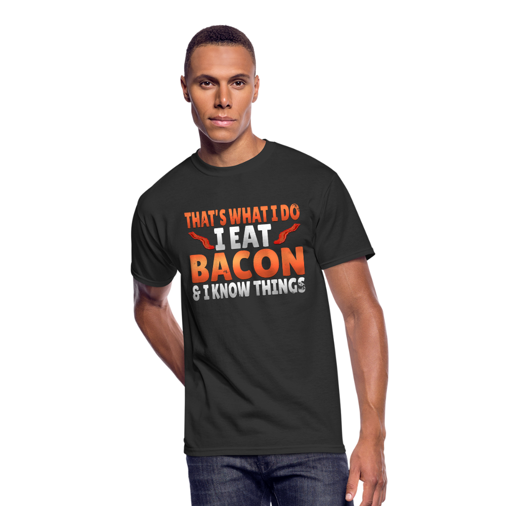 Funny I Eat Bacon And Know Things Bacon Lover Men’s 50/50 T-Shirt - black