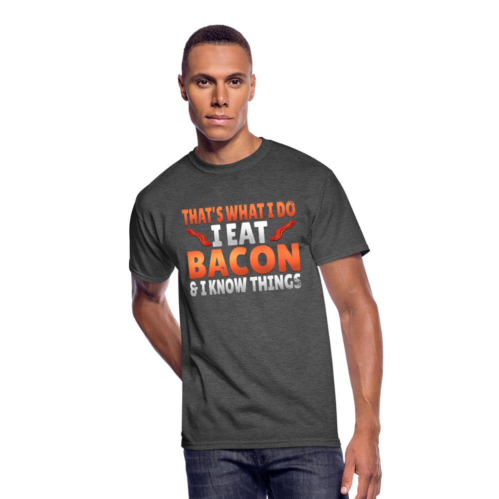Funny I Eat Bacon And Know Things Bacon Lover Men’s 50/50 T-Shirt - heather black
