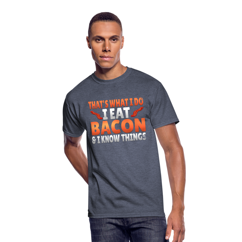 Funny I Eat Bacon And Know Things Bacon Lover Men’s 50/50 T-Shirt - navy heather